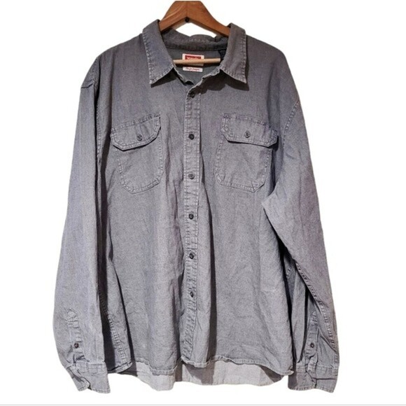 Wrangler Men's Causal Button Up Shirt Long Sleeve Gray Size 3XL - Picture 1 of 11